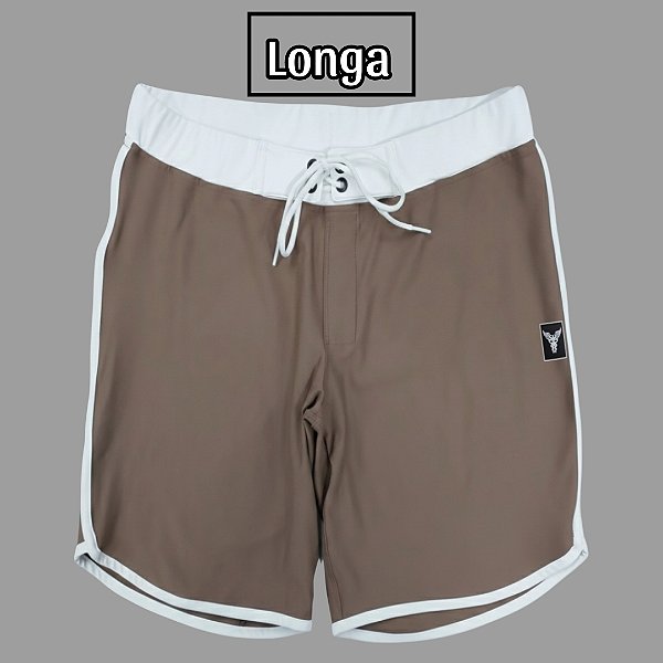 Bermuda Men's Physique Longa Café com Branco