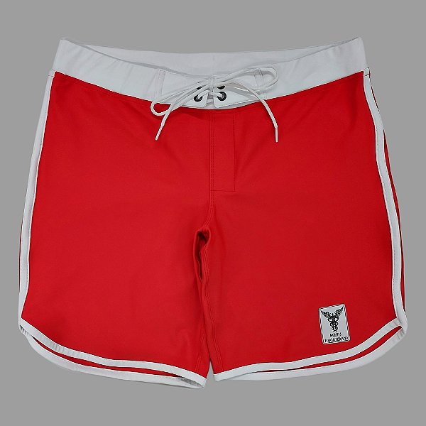 Bermuda Men's Physique Longa Vermelha com Branco