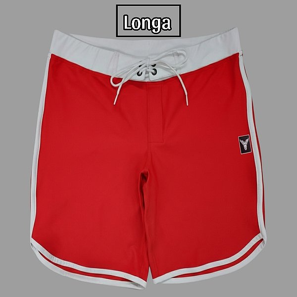 Bermuda Men's Physique Longa Vermelha com Branco