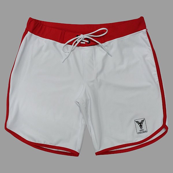 Bermuda Men's Physique Curta Branca com Vermelho