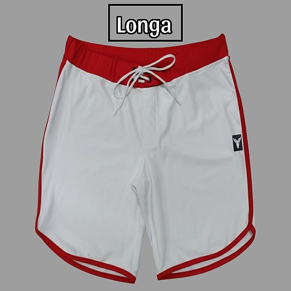 Bermuda Men's Physique Longa Branca com Vermelho
