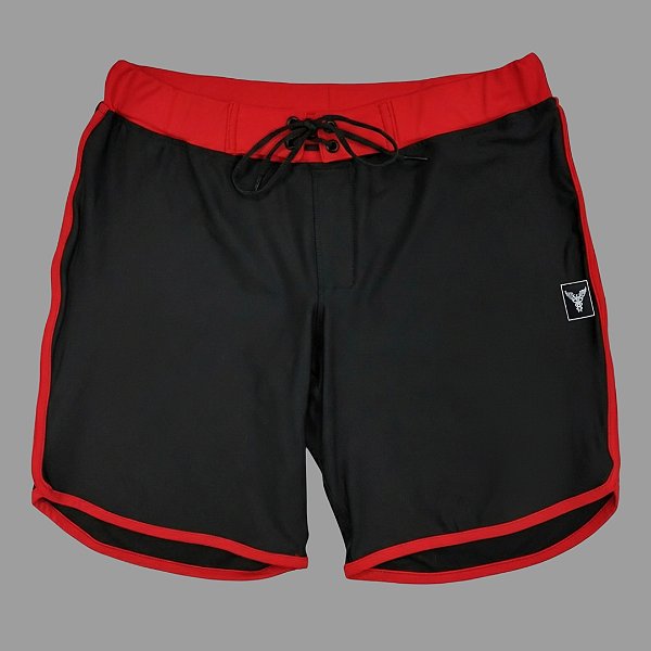 Bermuda Men's Physique Curta Preta com Vermelho