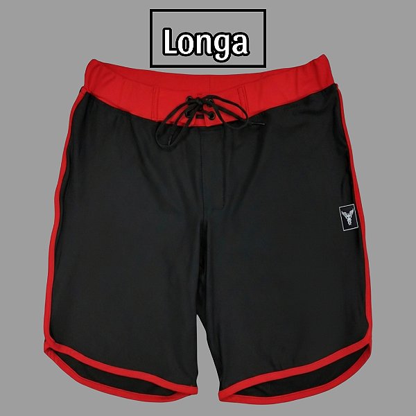 Bermuda Men's Physique Longa Preta com Vermelho