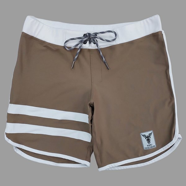 Bermuda Men's Physique Curta Café com Branco e Listras