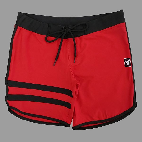 Bermuda Men's Physique Curta Vermelha com Preto e Listras