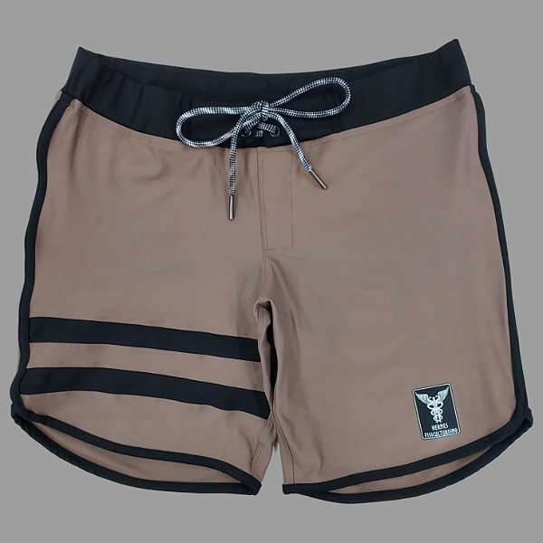 Bermuda Men's Physique Curta Café com Preto e Listras