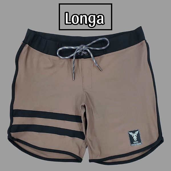 Bermuda Men's Physique Longa Café com Preto e Listras