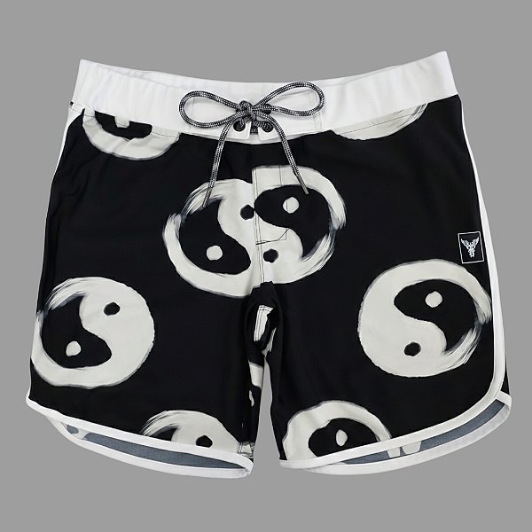 Bermuda Men's Physique Curta YIN YANG com Cós Branco