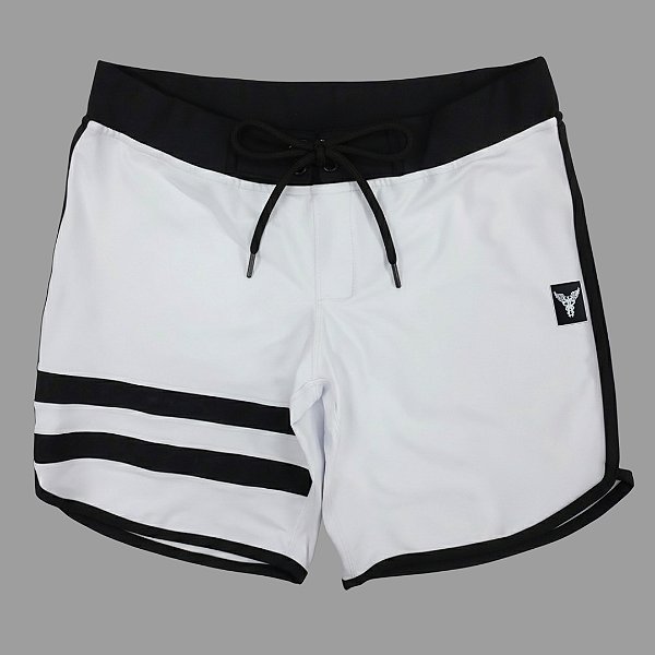 Bermuda Men's Physique Curta Branca com Preto e Listras