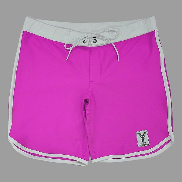 Bermuda Men's Physique Curta Pink Flúor com Branco
