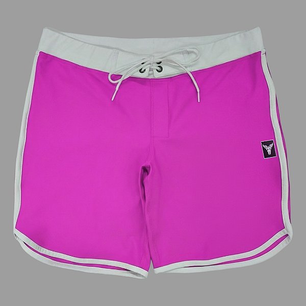 Bermuda Men's Physique Curta Pink Flúor com Branco