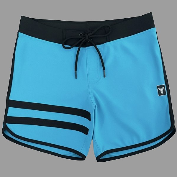 Bermuda Men's Physique Curta Blue Sky com Preto e Listras