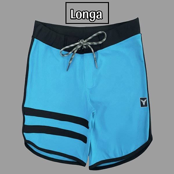 Bermuda Men's Physique Longa Blue Sky com Preto e Listras
