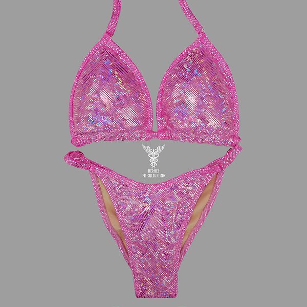 Biquíni Fit Model NPC – Rosa Claro Holográfico