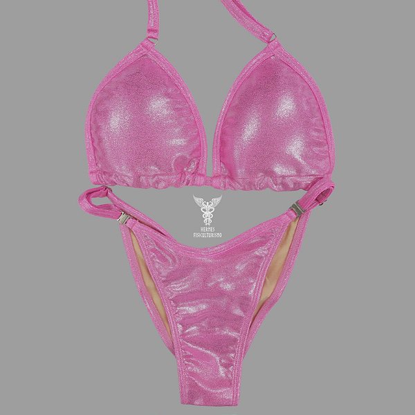 Biquíni Fit Model NPC – Rosa Bebê Brilhante