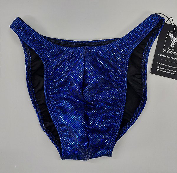 Sunga Bodybuilder – Tradicional – GG – Azul com Preto Holográfica – Sem costura