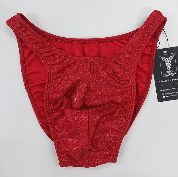 Sunga Bodybuilder – Tradicional – GG – Vermelha Brilhante Holográfica – Sem costura