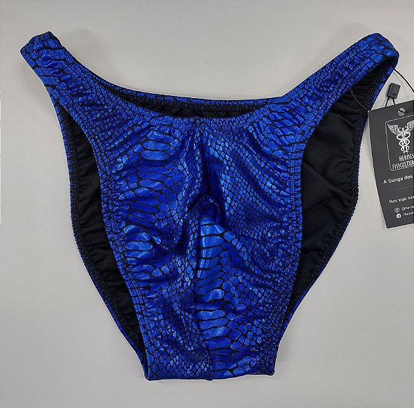 Sunga Bodybuilder – Tradicional – GG – Azul Escama de Cobra – Sem costura