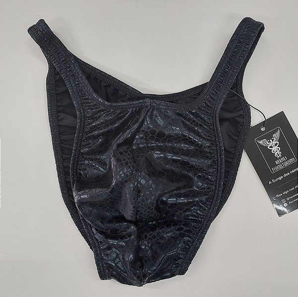 Sunga Bodybuilder – Pró – GG – Preta Brilhante Cobra – Com costura