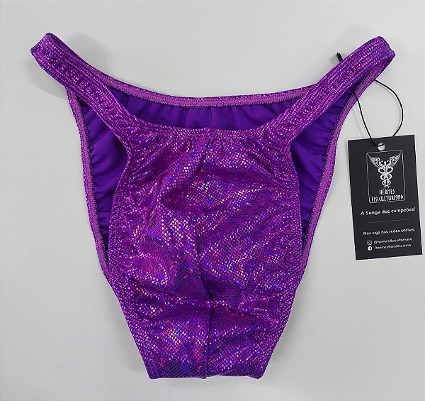 Sunga Bodybuilder – Pró – G – Roxa Holográfica – Sem costura