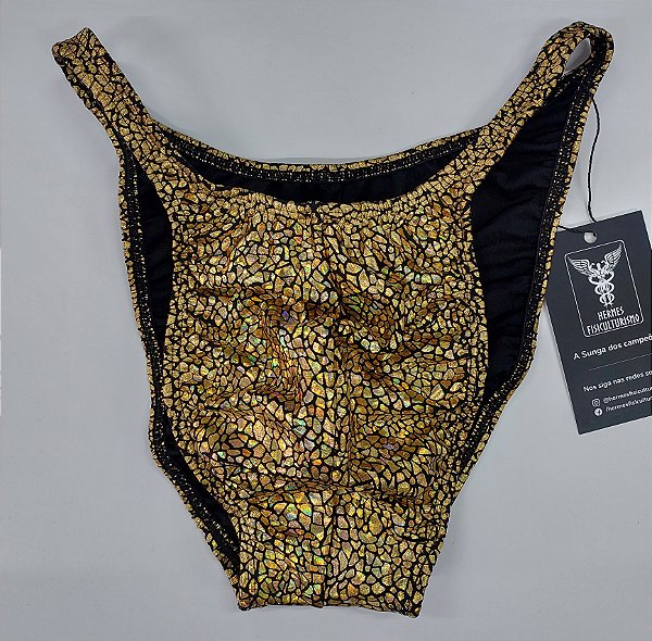 Sunga Bodybuilder – Pró – G – Dourada Réptil – Sem costura
