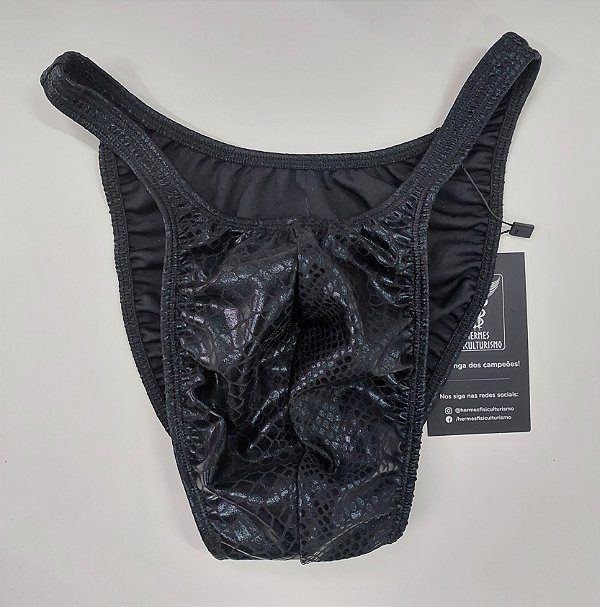 Sunga Bodybuilder – Pró – G – Preta Brilhante Cobra – Sem costura
