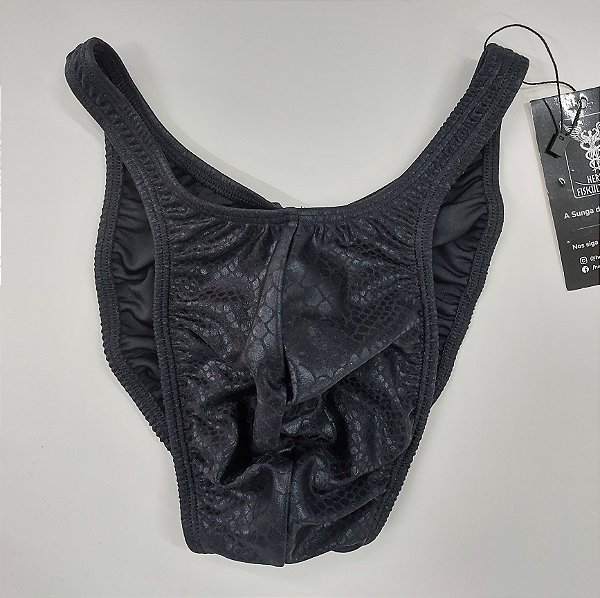 Sunga Bodybuilder – Pró – M – Preta Brilhante Cobra – Com costura