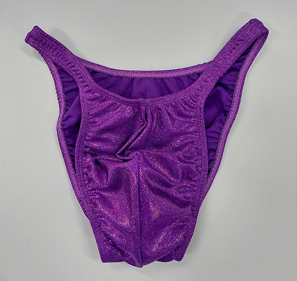 Sunga Bodybuilder – Pró – M – Roxa Brilhante Holográfica – Sem costura