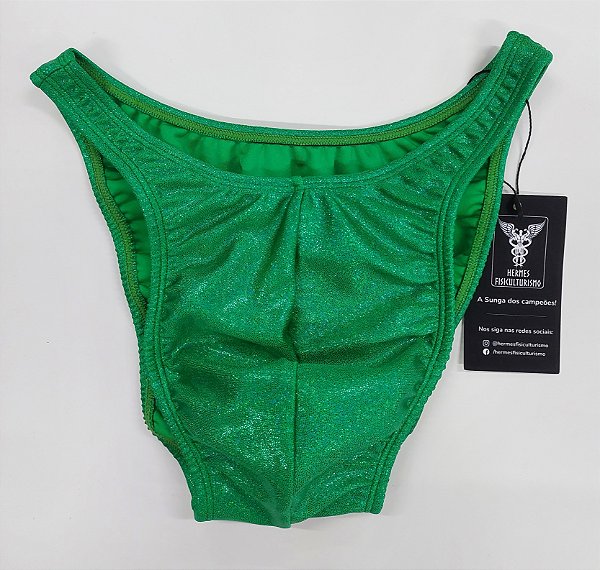 Sunga Bodybuilder – Tradicional – G – Verde Brilhante Holográfica – Sem costura