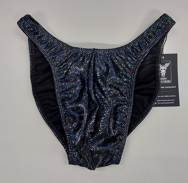 Sunga Bodybuilder – Tradicional – G – Preta Holográfica – Com costura