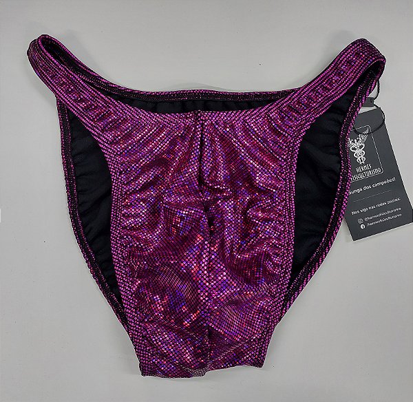 Sunga Bodybuilder – Tradicional – G – Magenta Holográfica – Sem costura