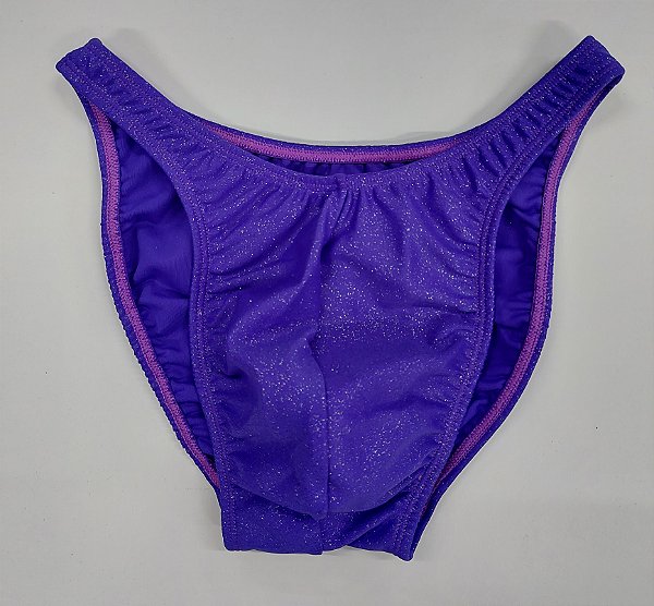 Sunga Bodybuilder – Tradicional – G – Roxa com Glitter – Sem costura
