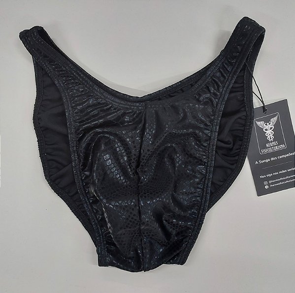 Sunga Bodybuilder – Tradicional – M – Preta Brilhante Cobra – Com costura