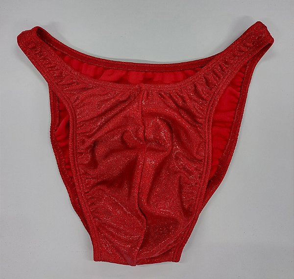 Sunga Bodybuilder – Tradicional – M – Vermelha Brilhante Holográfica – Sem costura