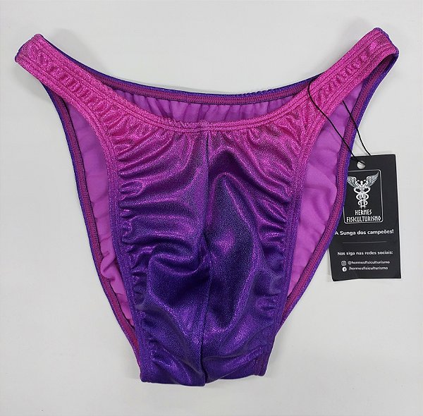 Sunga Bodybuilder – Tradicional – M – Rosa com Roxo Degradê – Sem costura