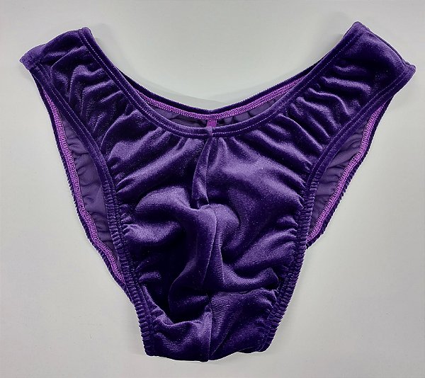 Sunga Bodybuilder – IFBB – M – Roxa em Veludo – Com costura