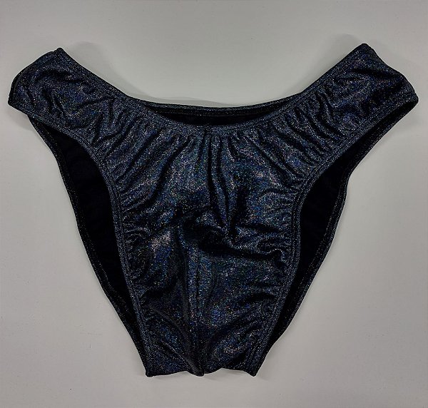 Sunga Bodybuilder – IFBB – M – Preta Brilhante Holográfica – Sem costura