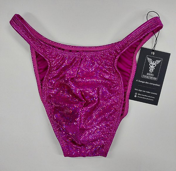 Sunga Bodybuilder – Pró – P – Rosa Holográfica – Sem costura