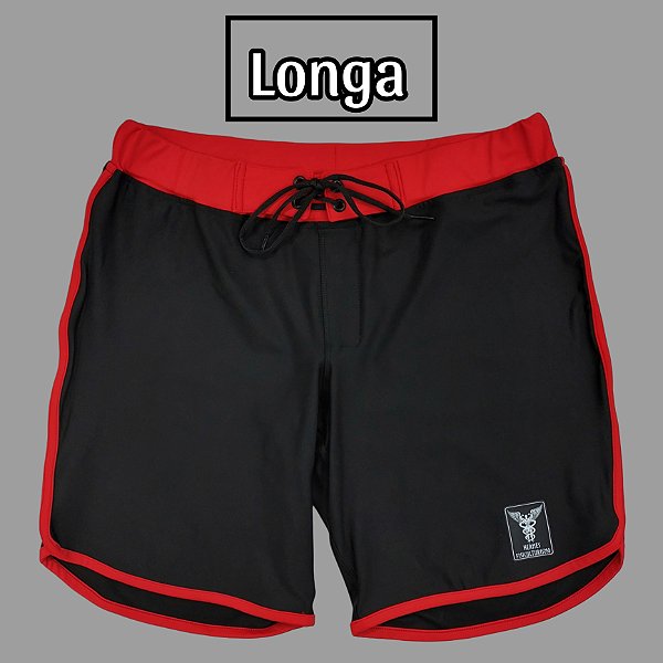 Bermuda Mens Physique Longa – Preta com vermelho – 36