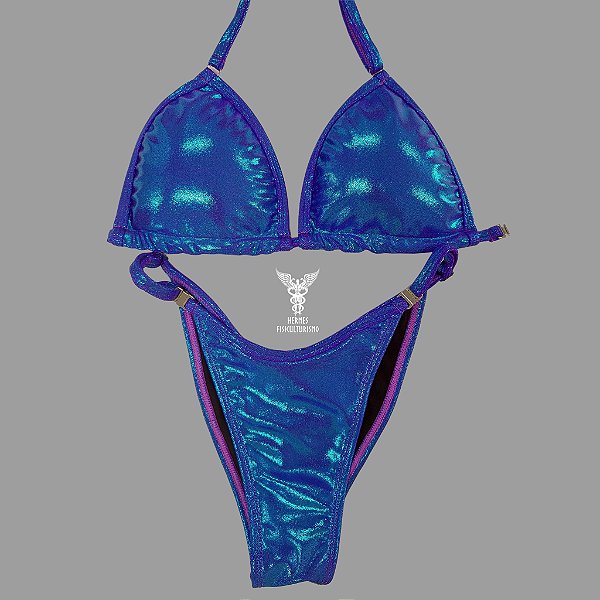 Biquíni Fit Model NPC - Azul com Roxo Brilhante