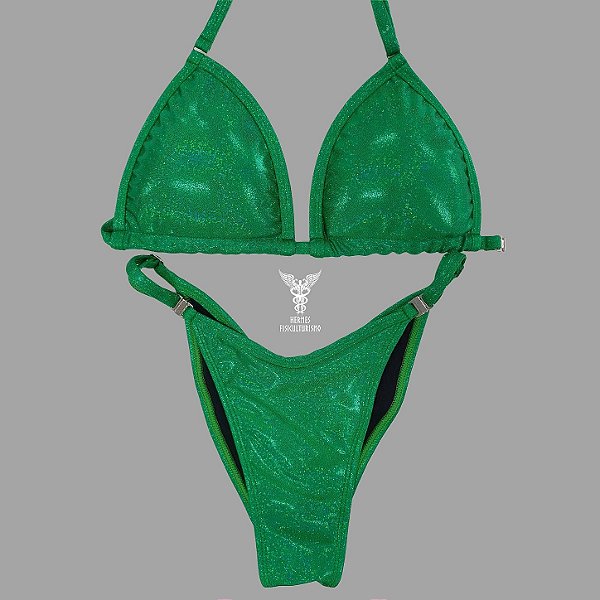 Biquíni Fit Model NPC – Verde Brilhante Holográfico