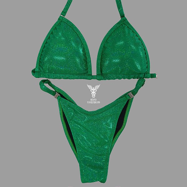 Biquíni Fit Model NPC – Verde Brilhante Holográfico