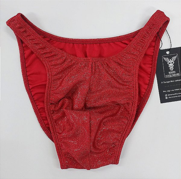 Sunga Bodybuilder – Tradicional – GG – Vermelha Brilhante Holográfica – Sem costura