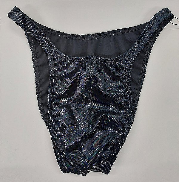 Sunga Bodybuilder – Pró – GG – Preta em veludo Holográfico – Sem costura