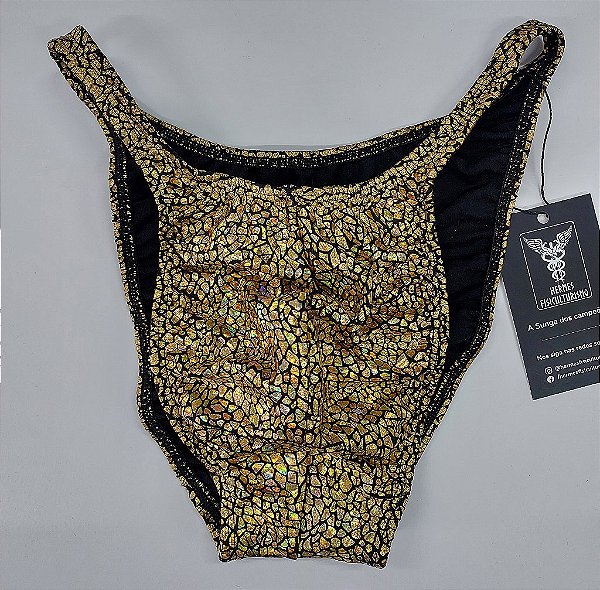 Sunga Bodybuilder – Pró – GG – Dourada Réptil – Sem costura