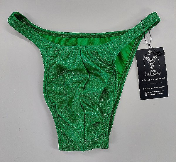 Sunga Bodybuilder – Pró – M – Verde Brilhante Holográfica – Sem costura