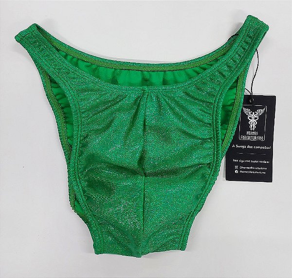Sunga Bodybuilder – Tradicional – G – Verde Brilhante Holográfica – Sem costura