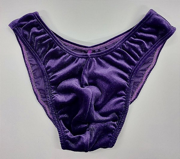 Sunga Bodybuilder – IFBB – M – Roxa em Veludo – Com costura