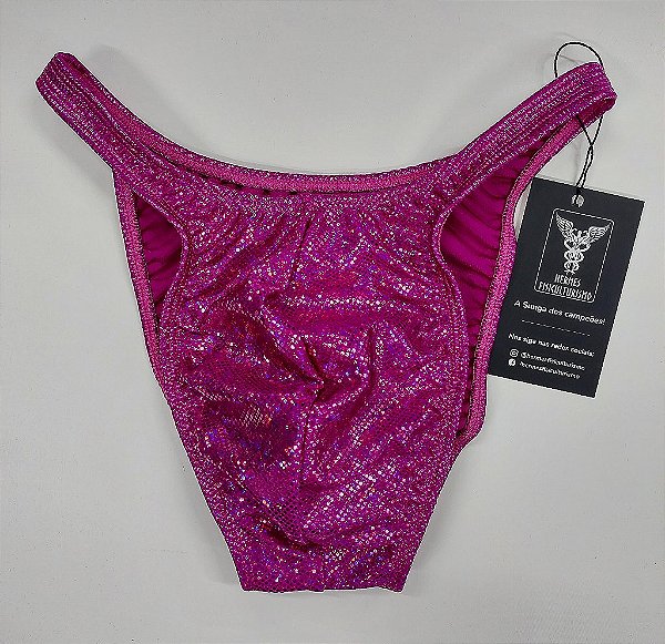 Sunga Bodybuilder – Pró – P – Rosa Holográfica – Sem costura