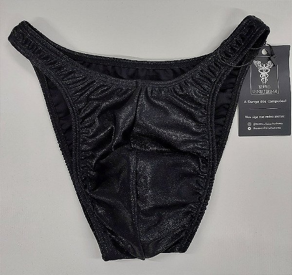 Sunga Bodybuilder – Tradicional – P – Preta Brilhante – Sem costura